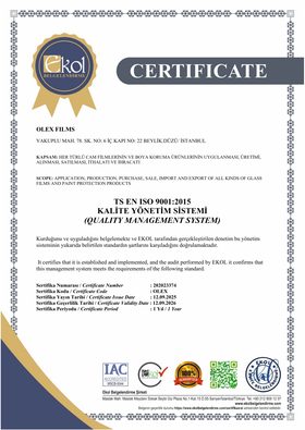 Olex Films ISO Kalite Sertifikaları belge önizlemesi